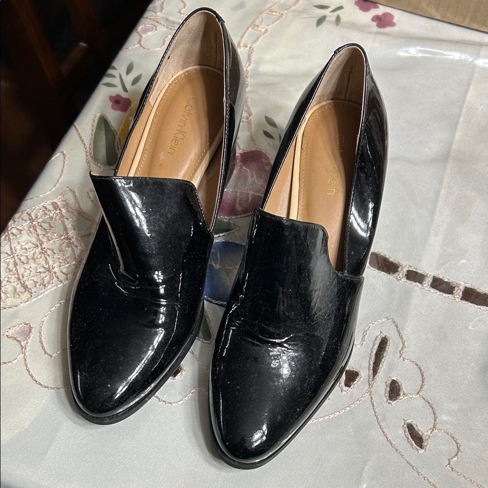 Calvin Klein Women's Shiny Black Flats